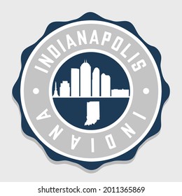 Indianapolis, IN, USA Badge City Vector Seal. National Symbol Skyline Stamp Design Icon Label. 