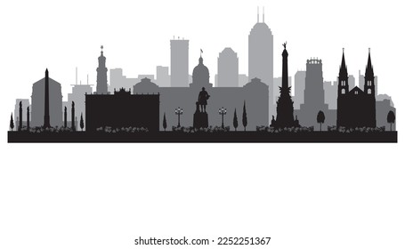 Indianapolis Indiana city skyline vector silhouette illustration