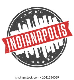 Indianapolis Indiana Round Travel Stamp. Icon Skyline City Design Vector Seal Badge Illustration Clipart. 