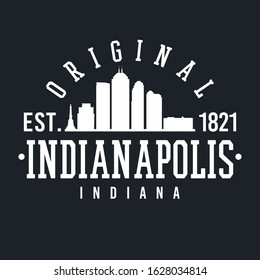 Indianapolis Indiana Skyline Original. Logotype Sports College University. Illustration Design Vector. 