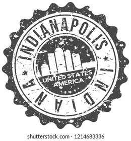 Indianapolis Indiana Travel Stamp. Icon City Design Tourism Export Seal Vector.