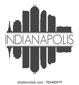 Indianapolis Indiana USA Skyline Vector Art Mirror Silhouette Emblematic Buildings 