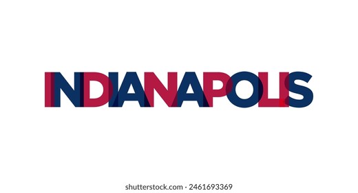 Indianapolis, Indiana, USA Typografie Slogan Design. Amerika-Logo mit grafischem Stadtschriftzug für Druck und Web.