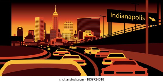 Indianapolis Insiana USA Skyline vector illustration