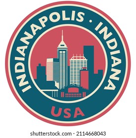 Indianapolis round skyline vector illustration