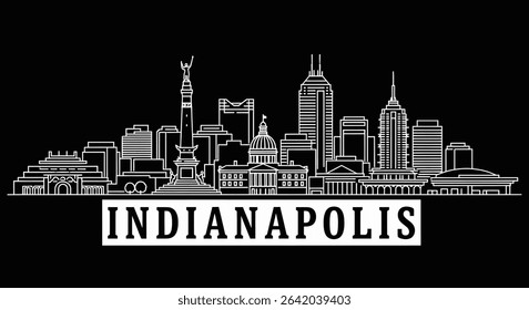 Indianapolis Skyline with Cityscape, Indiana, and Outline.