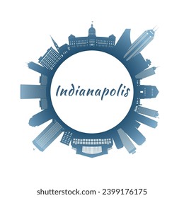 Indianapolis skyline with colorful buildings. Circular style. Stock vector illustration.