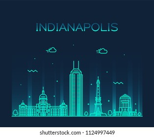 Indianapolis skyline, Indiana, USA. Trendy vector illustration, linear style