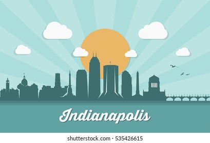 Indianapolis skyline, Indiana - vector illustration