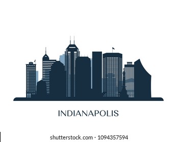 Indianapolis skyline, monochrome silhouette. Vector illustration.