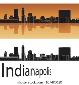 Indianapolis skyline in orange background in editable vector file