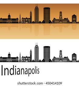 Indianapolis skyline in orange background in editable vector file