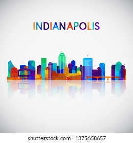 Indianapolis skyline silhouette in colorful geometric style. Symbol for your design. Vector illustration.