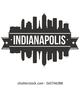 Indianapolis Skyline Stamp Silhouette. Reflection Landscape City Design. Vector Cityscape Icon.  