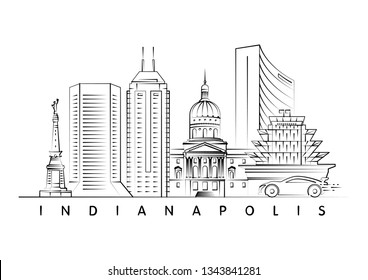 Indianapolis skyline vector illustration and typography design 