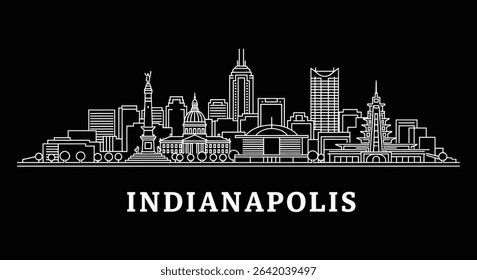 Indianapolis skyline vector on black background.