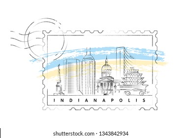 Indianapolis stamp skyline vector illustration and typography design 