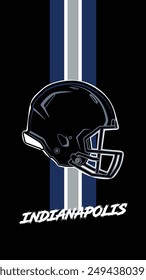 Indianapolis Team Colored Football helmets Stripes Black Background