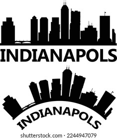 Indianapolis USA city skyline silhouette. Indiana skyline sign. Landscape City Design. flat style.