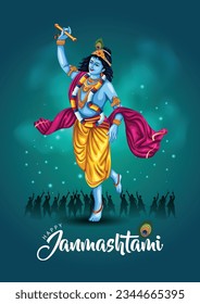 indiandahi handi festival of happy shree krishna janmashtami. vector illustration design	