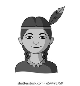 Indian.Human race single icon in monochrome style vector symbol stock illustration web.