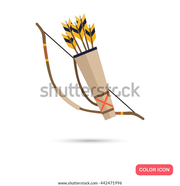 Indians bow and arrows
color flat icon