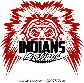 indians football team design with mascot and laces for school, college or league