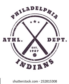 Indians grunge emblem with crossed bats vector illustration, eps10, easy to edit