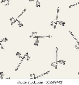 Indians Pipe smoke doodle seamless pattern background