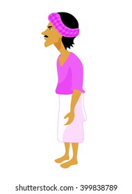 Indians stylized man in a purple vector illustration 
