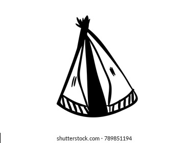 Indians Tent Doodle vector icon