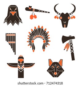 Indians time simple icons set