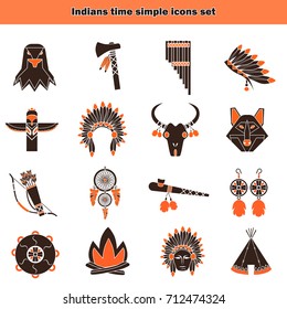 Indians time simple icons set