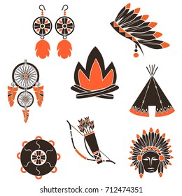 Indians time simple icons set