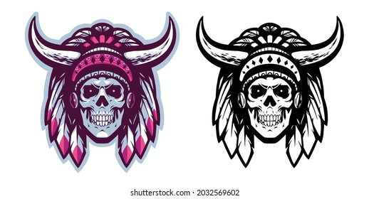 Indians tribe skull illustration mascot 