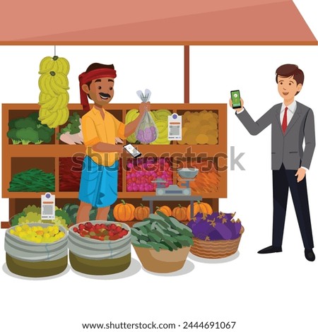 Indian-Vegetable-Vendor, selling vegetables using UPI