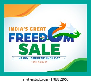 India's big sale for independence day. Freedom. Freedom sale Concept for Independence day. Tricolor sales  creative concept. 