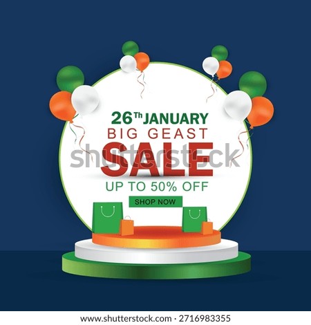 India's Biggest sale vector 3d pedestal podium design for India Republic Day celebration
