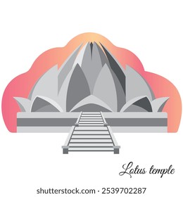 India's famous Lotus Tample  . Vector illustration.All layers are single for any customization .