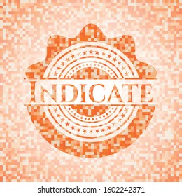 Indicate abstract emblem, orange mosaic background