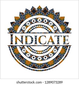 Indicate arabic badge background. Arabesque decoration.