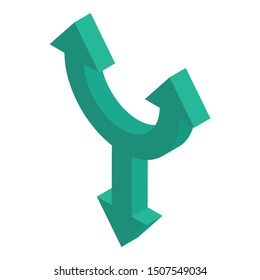 
An indicating arrow for road direction, isometric icon design 

