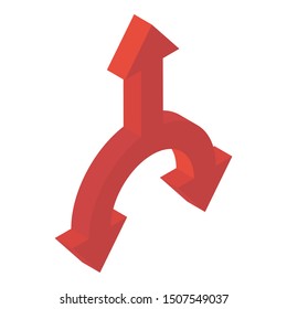 
An indicating arrow for road direction, isometric icon design 
