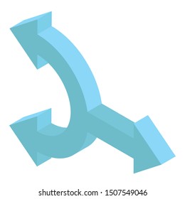 
An indicating arrow for road direction, isometric icon design 

