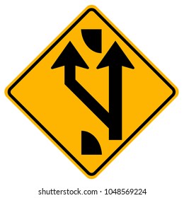 Indicating a forked road ahead Traffic Road Sign,Vector Illustration, Isolate On White Background,Symbols, Label. EPS10 