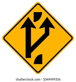 Indicating a forked road ahead Traffic Road Sign,Vector Illustration, Isolate On White Background,Symbols, Label. EPS10 