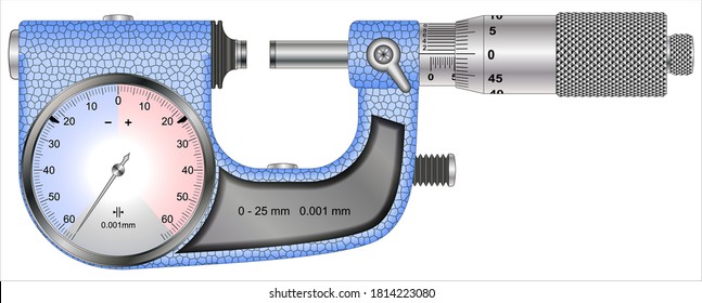 Micrómetro 0 - 25 mm, Graduación 0,001 mm, Botón Anvil Retráctil