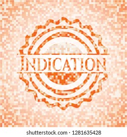 Indication abstract orange mosaic emblem