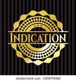 Indication gold shiny emblem. Vector Illustration. Detailed.