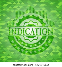 Indication green emblem with triangle mosaic background